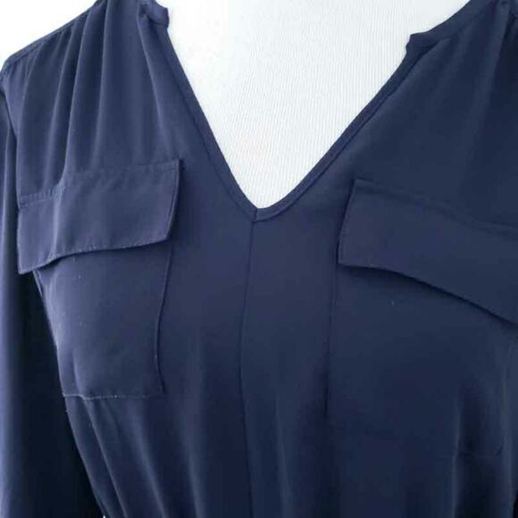 Dalia Dress Size 4 Navy Blue Drawstring Waist Long Sleeve, Knee Length, Casual - Picture 6 of 8